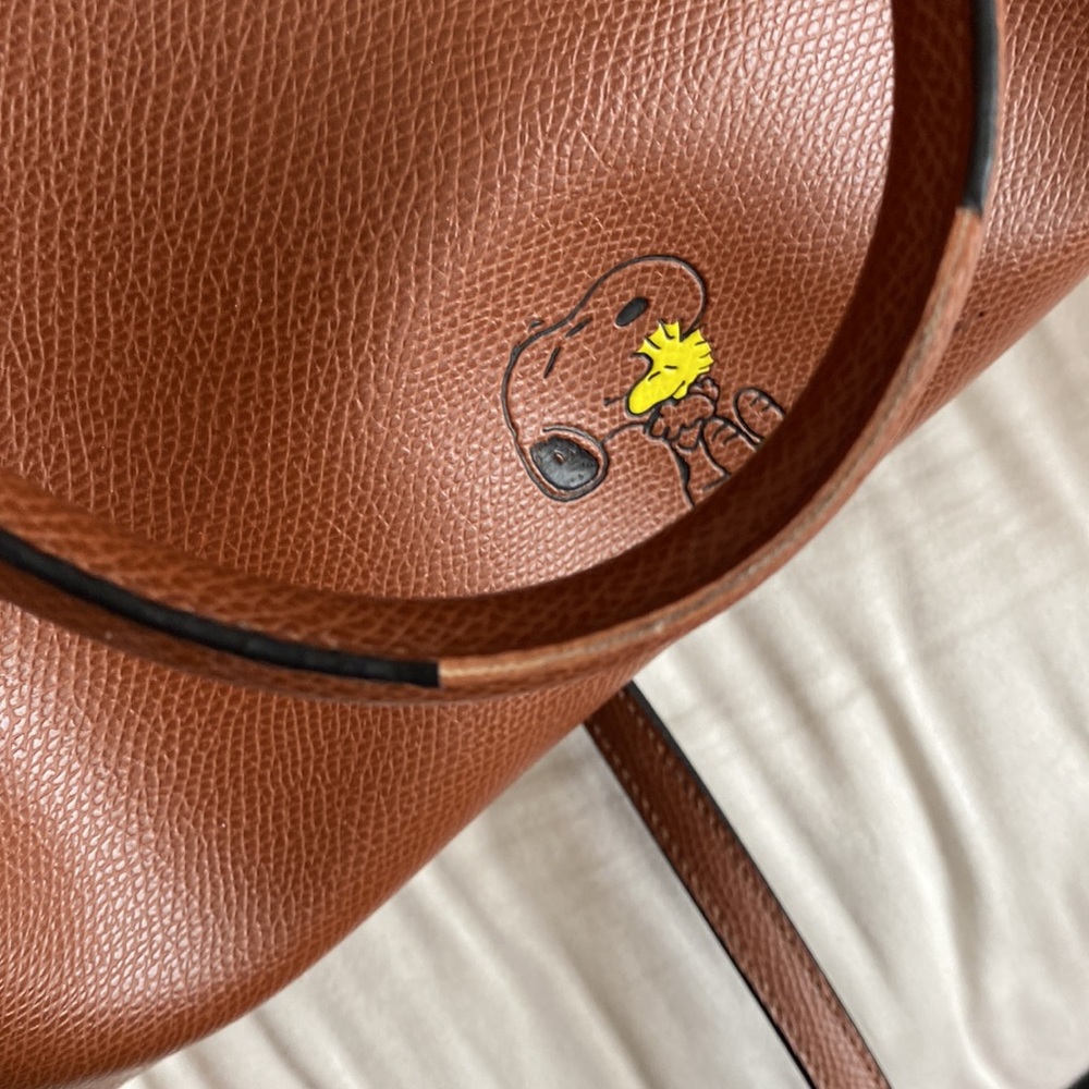 Coach Brown Leather Bag with Snoopy Design - Picture 6 of 8